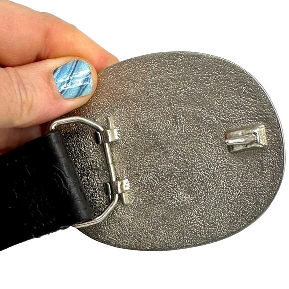 Linea Pelle Tooled Leather Belt with Eagle Belt Buckle - Picture 2 of 8